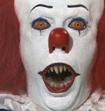 Pennywise from the novel by Stephen King showing off his pearly whites.