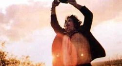 Leatherface and his popular chainsaw in The Texas Chainsaw Massacre.