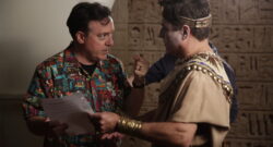 Director Paul Bunnell, left, with actor Aaron Ball on the set of A Blind Bargain.