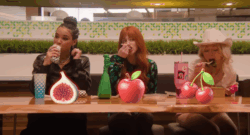 The stars of Forbidden Fruits hit up the shopping mall food court.